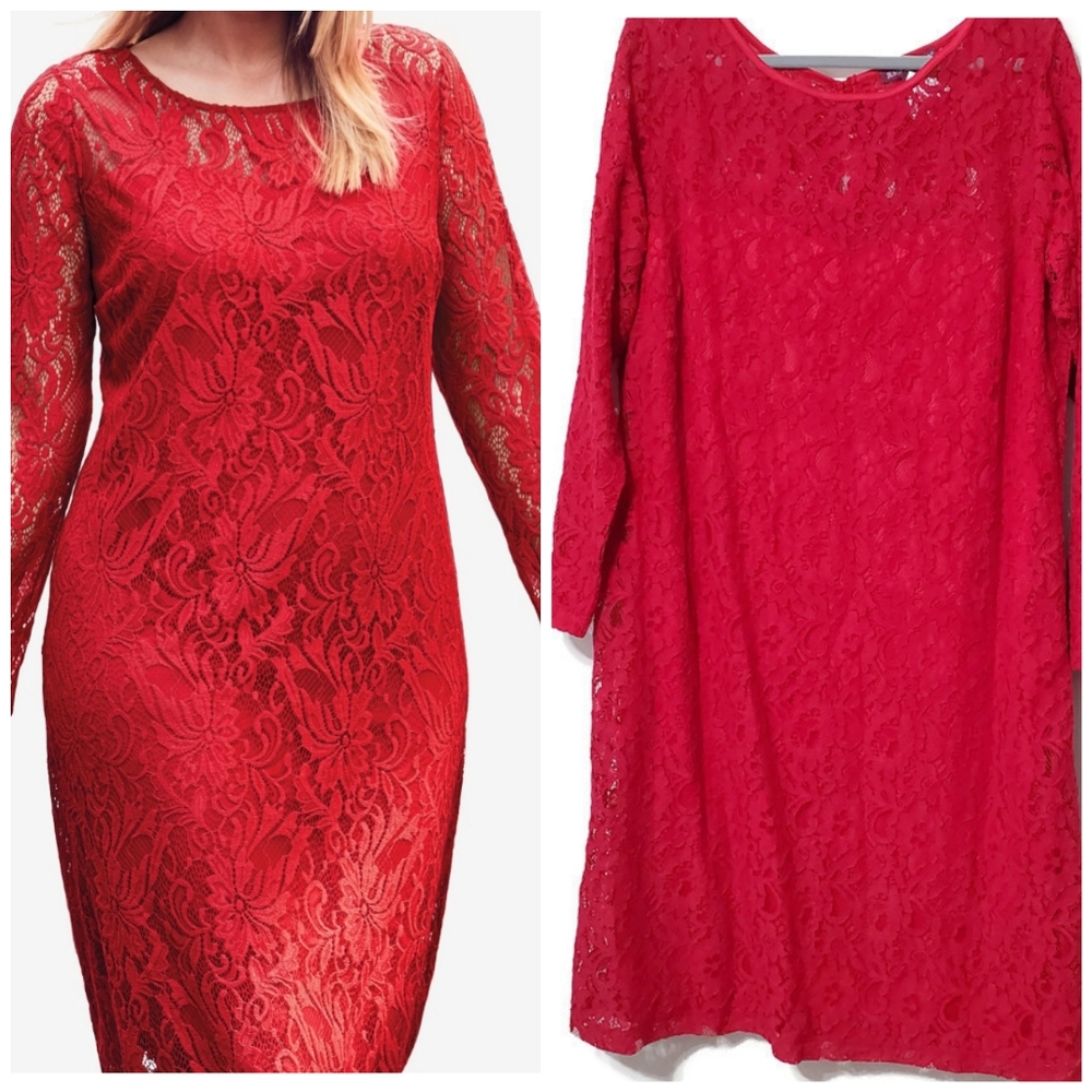 Jessica London red lace dress Size 22